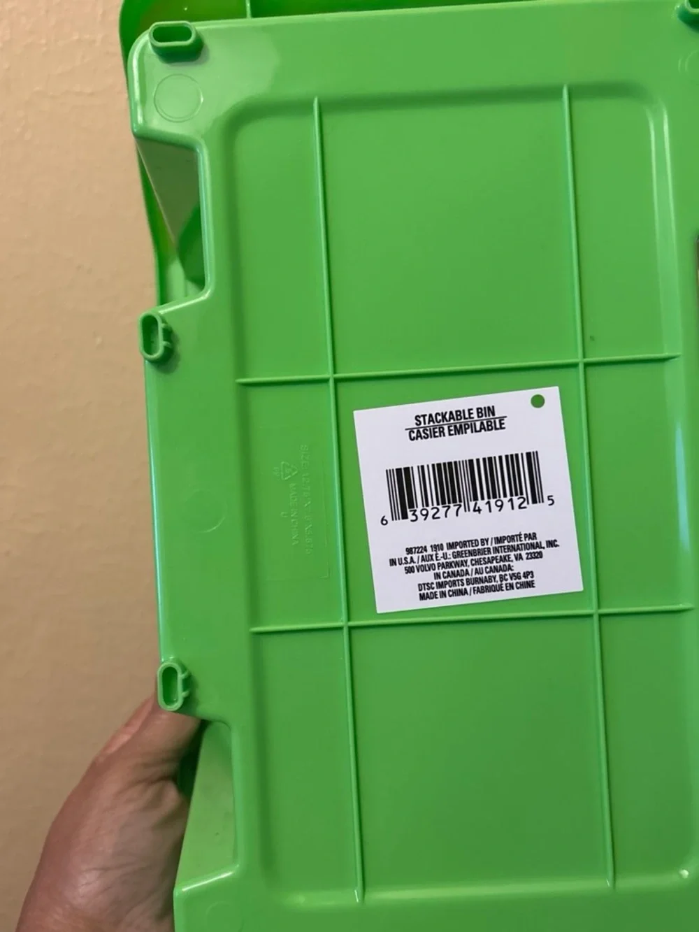 Green Plastic Storage Bin - Home Organization